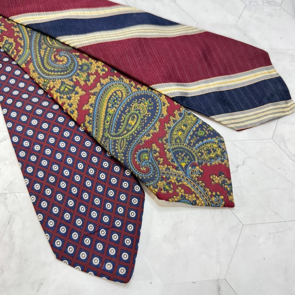 Lot of 3 Robert Talbott 100% Silk Ties Nordstrom Best in Class Carmel Red Blue